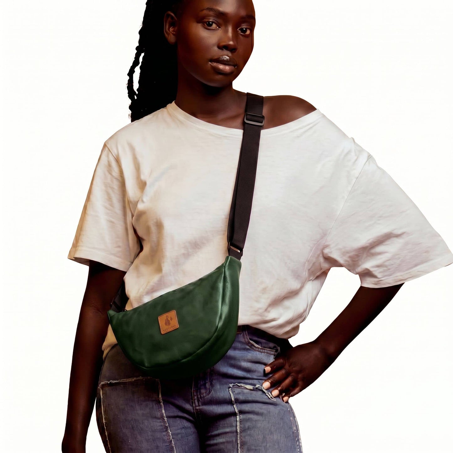Round Mini Vegan Leather Crossbody Shoulder Bag #color_forest-green