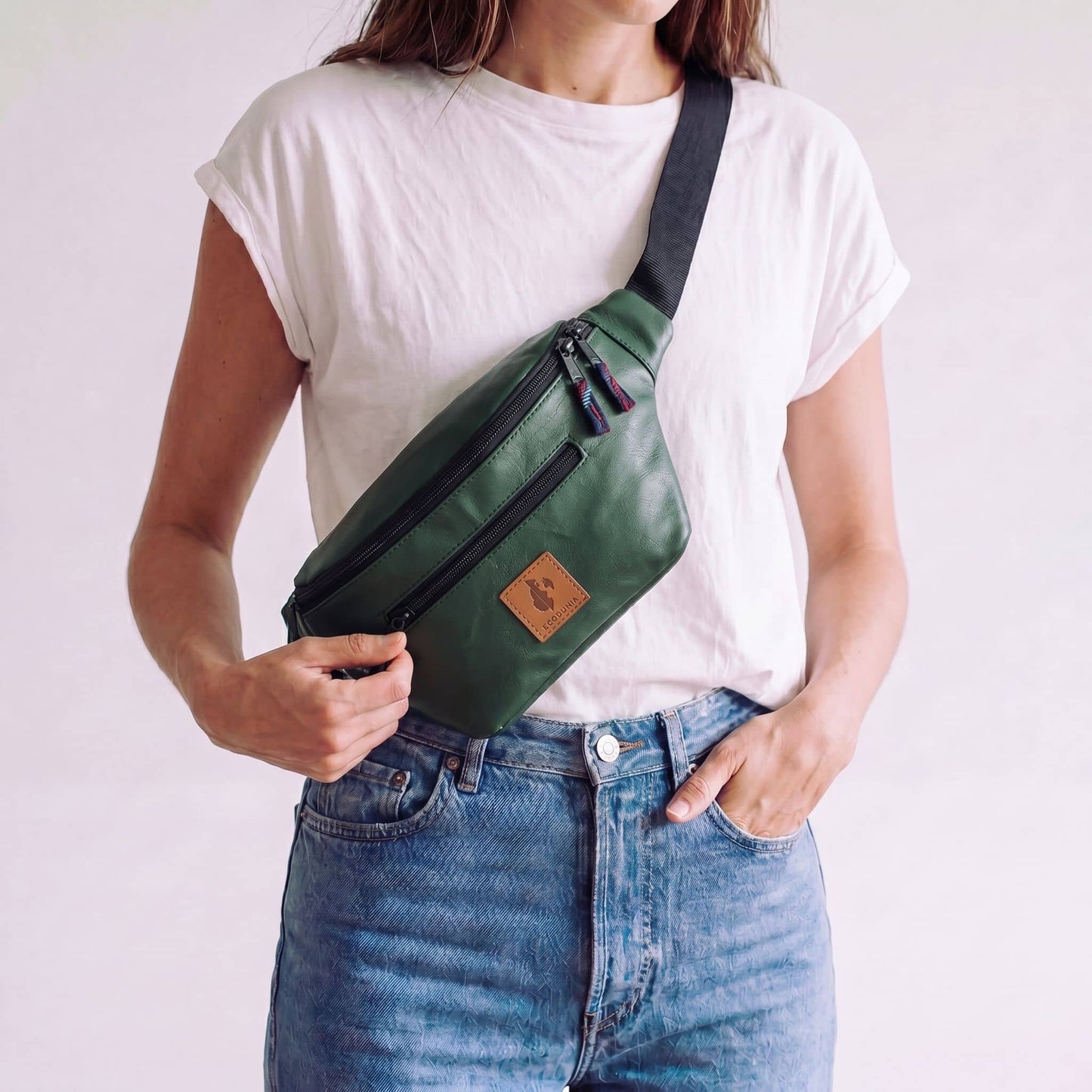 Forest Green Vegan Crossbody Fanny Pack #color_forest-green