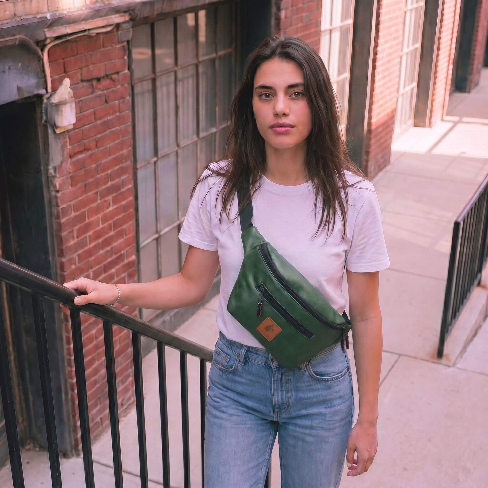 Forest Green Vegan Crossbody Fanny Pack #color_forest-green