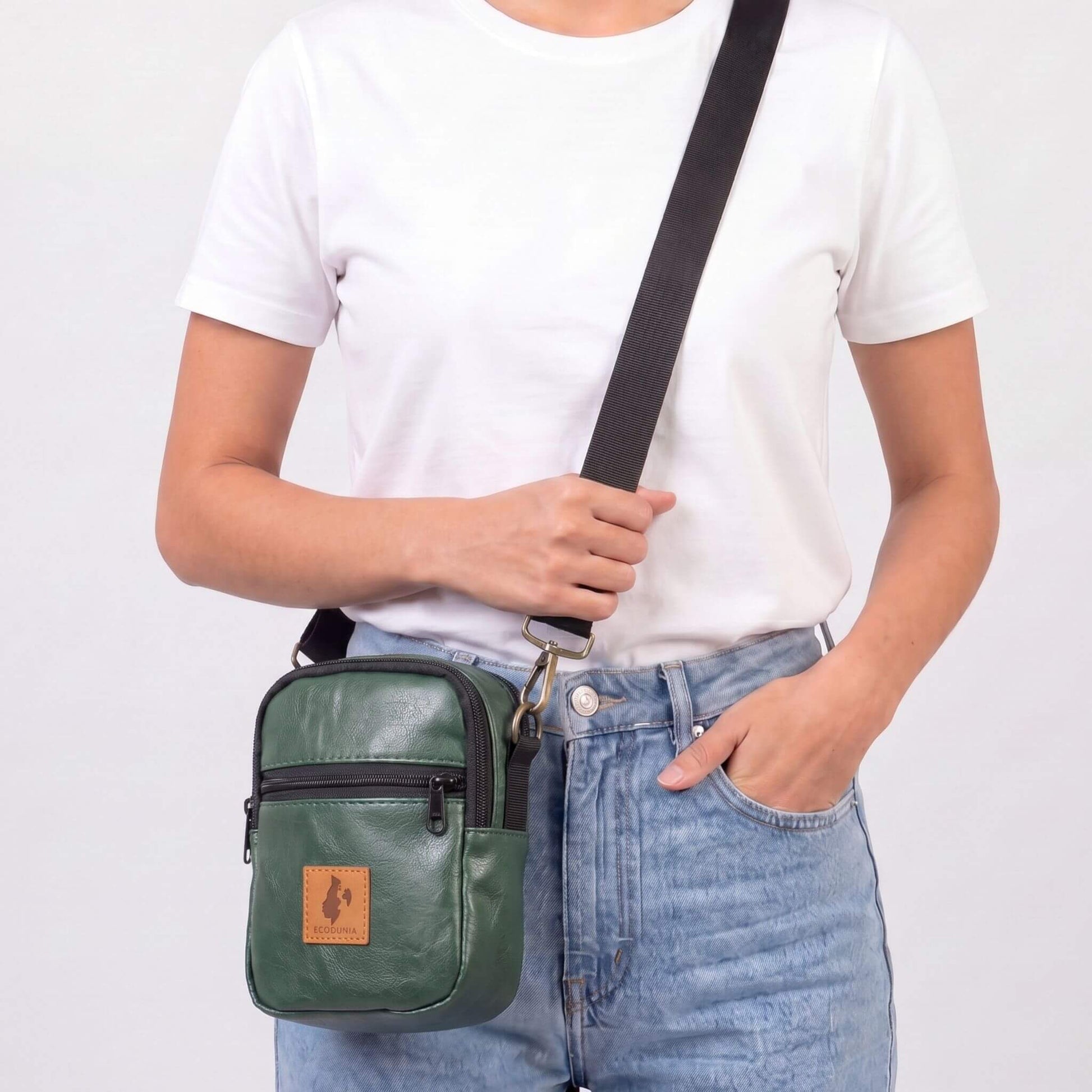 Rozi Vegan Leather Crossbody Bag 1L #color_forest-green
