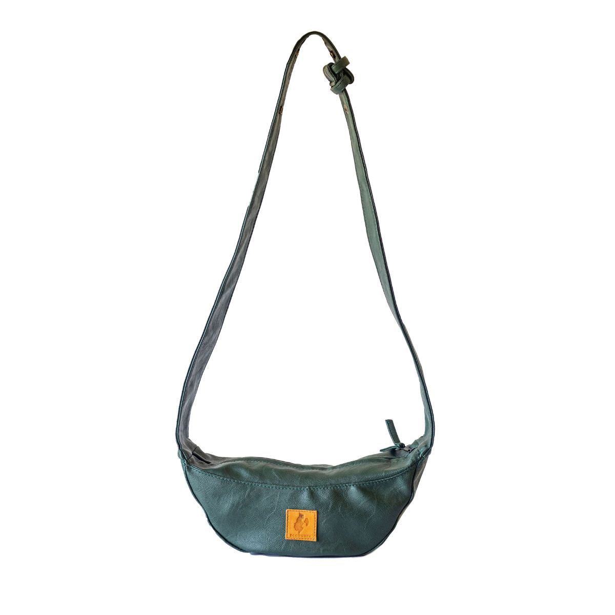 Half Moon Vegan Leather Crossbody Bag #color_forest-green