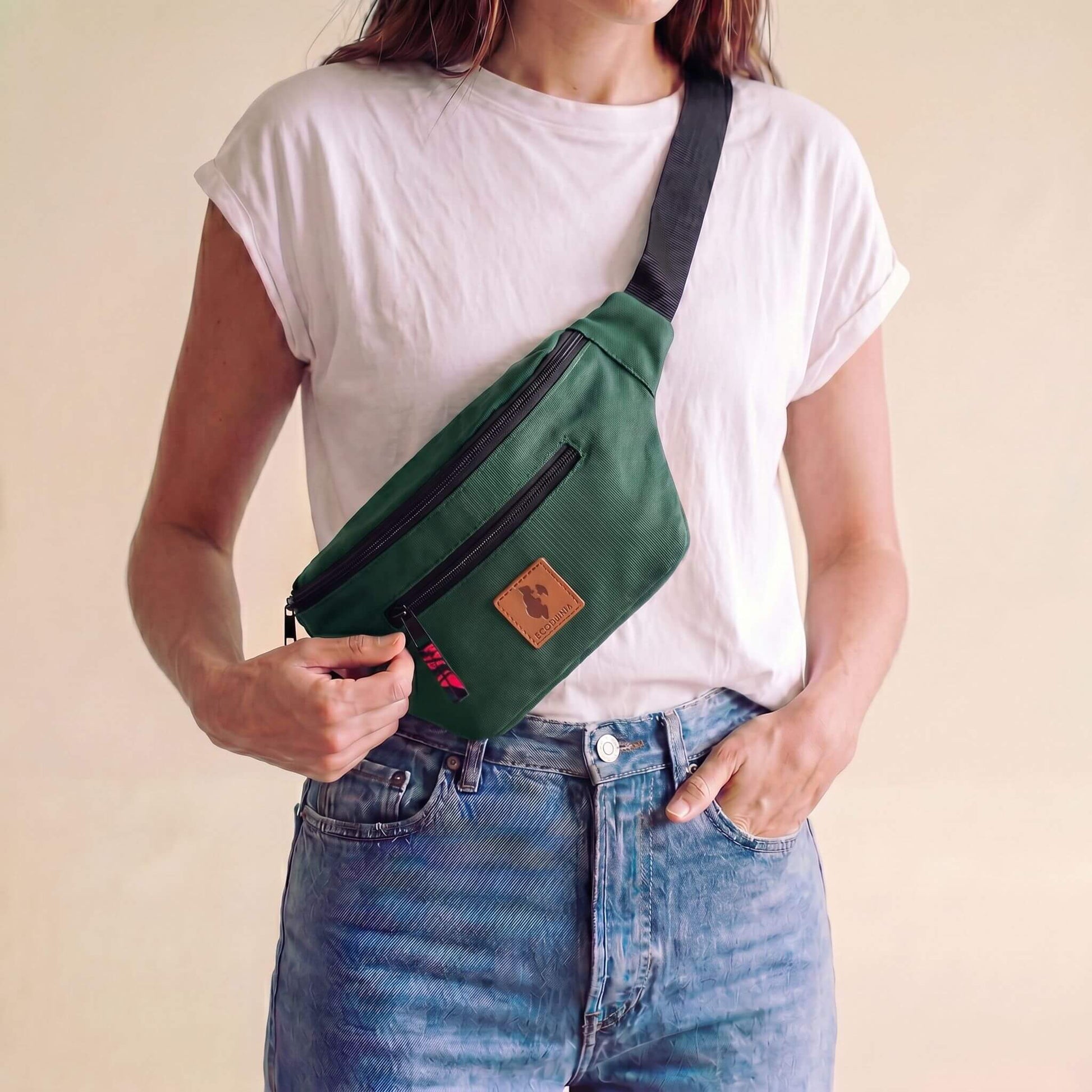 Anto Canvas Crossbody Fanny Pack #color_forest-green