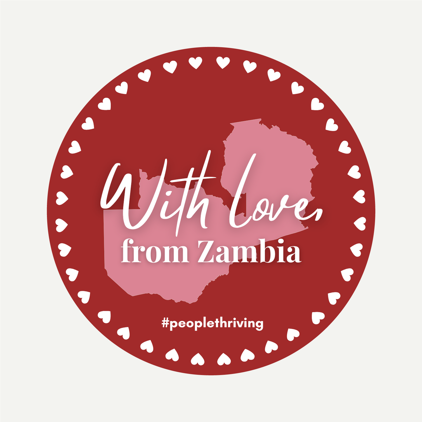 With Love, From Zambia Sticker - Valentine's Day Edition