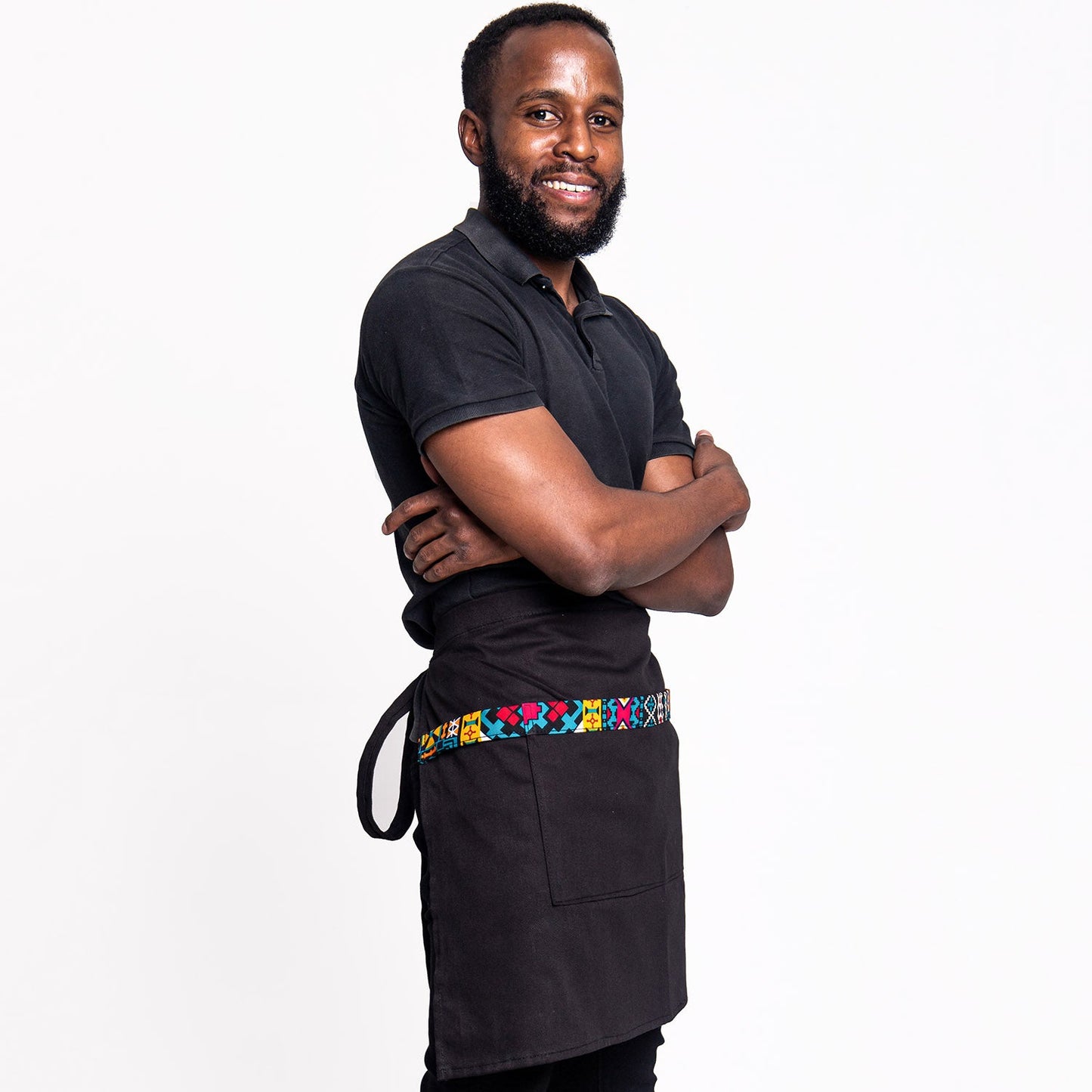Kitchen Half Apron with Pockets Unisex | Waist Apron – Jikoni #color_black