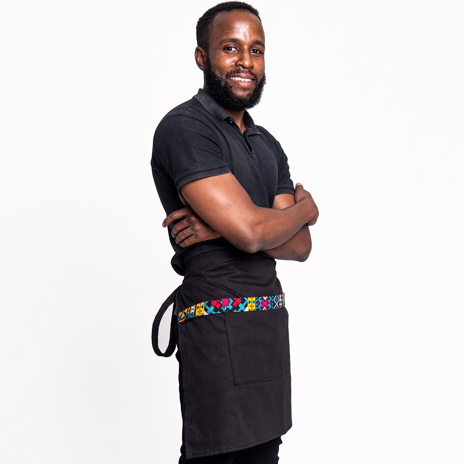 Kitchen Half Apron with Pockets Unisex | Waist Apron – Jikoni #color_black
