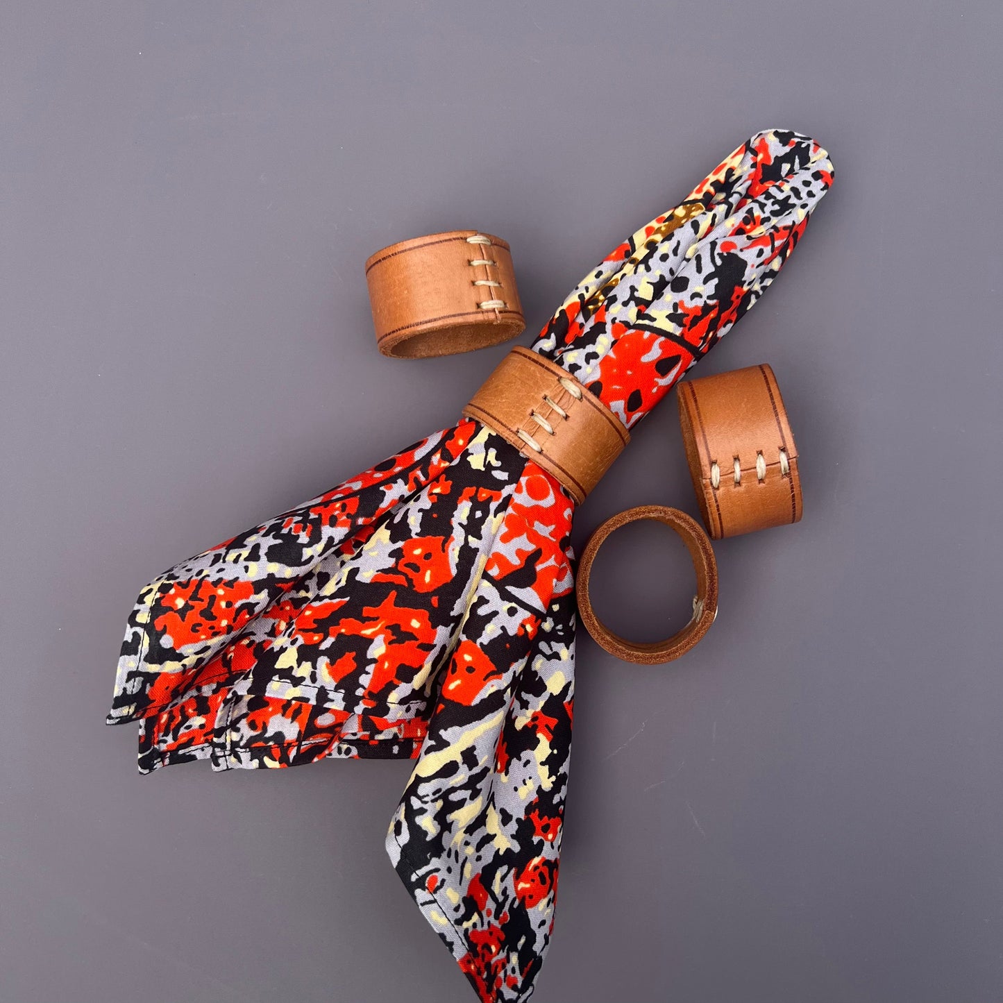 Leather Stitch Detail Napkin Rings