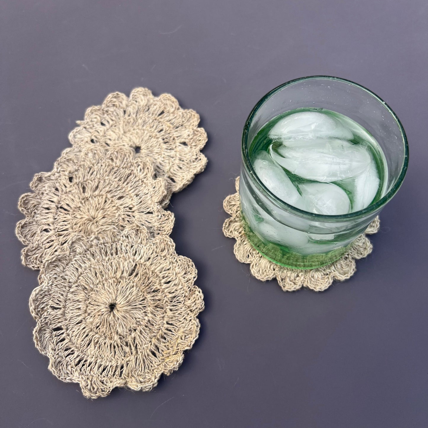 Handcrafted Himalayan Nettle Coasters – Eco-Friendly, Hand-Crocheted Table Decor (Set of 4)