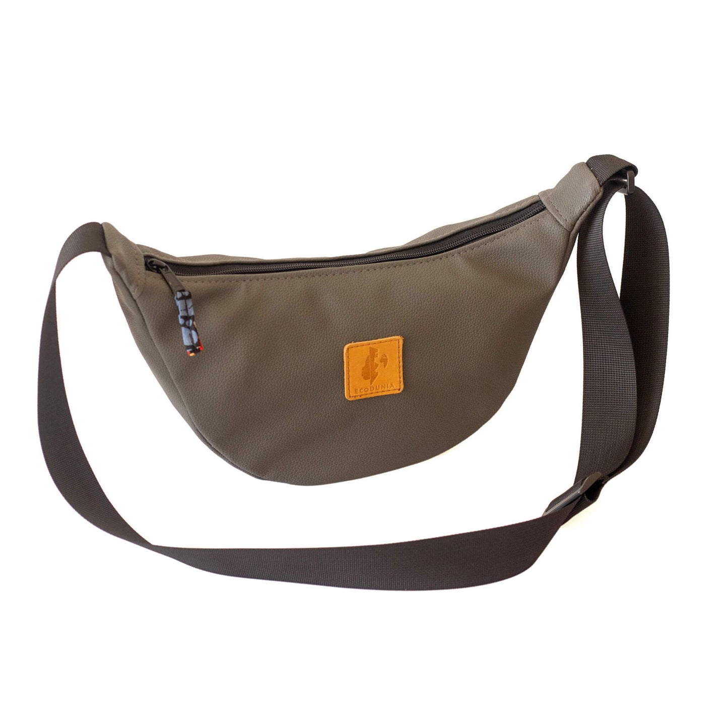 Round Mini Vegan Leather Crossbody Shoulder Bag #color_gray
