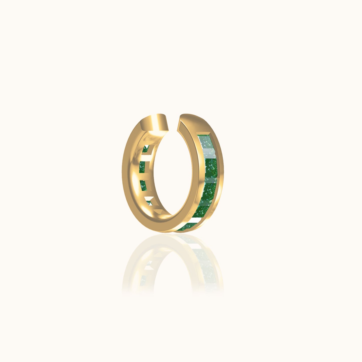 Single Green CZ Embellished Ear Cuff