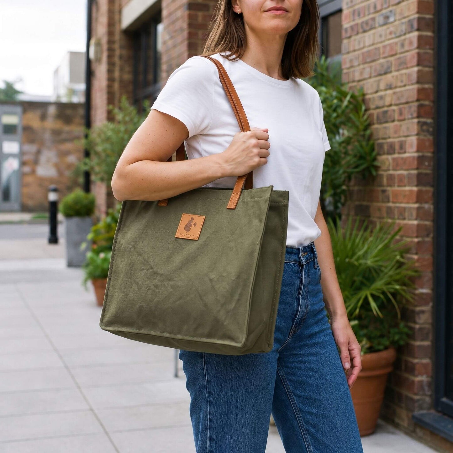 High Quality Canvas Tote Bags for Women  EcoDunia #color_green