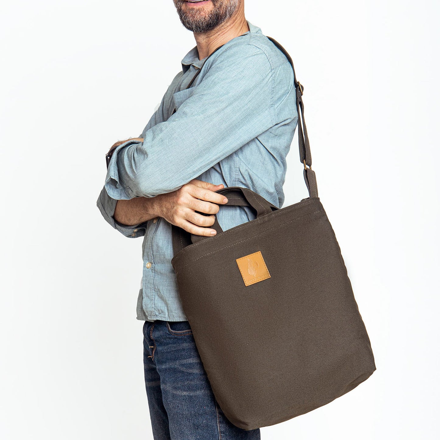Canvas Carry-All Crossbody Bag for Men & Women | Amani #color_jungle-green