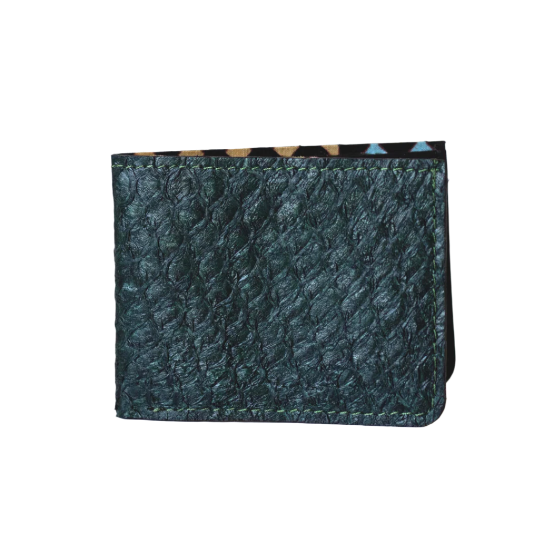Genuine Slim Fish Wallets - Bifold Fish Leather Wallet #color_emerald-green