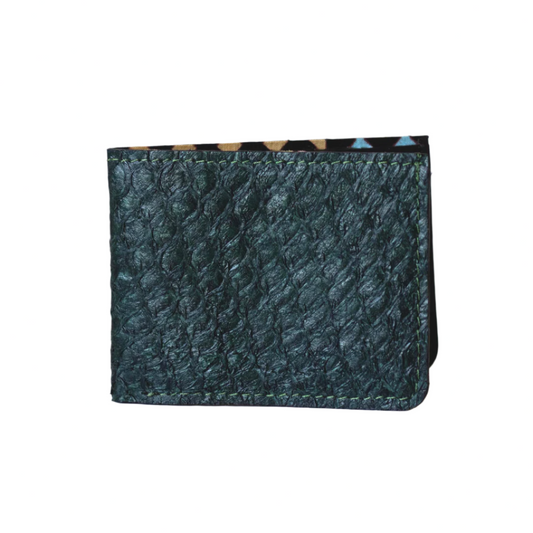 Genuine Slim Fish Wallets - Bifold Fish Leather Wallet #color_emerald-green
