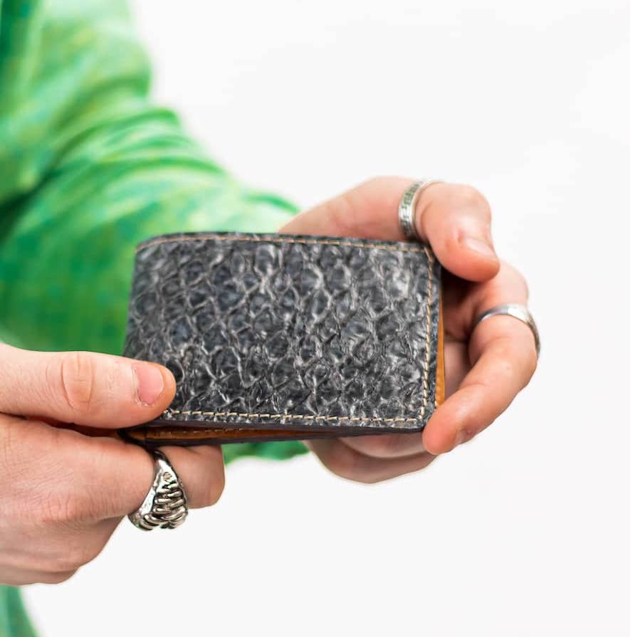 Genuine Slim Fish Wallets - Bifold Fish Leather Wallet #color_gray