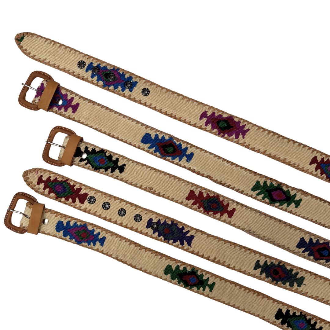 Cream Handwoven Guatemalan Whip-Stitched Belt