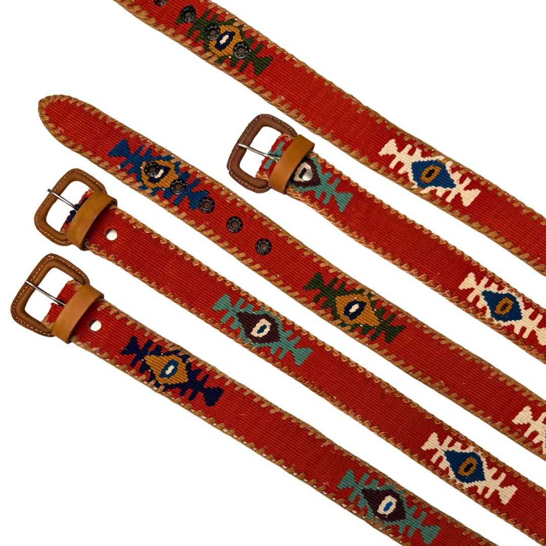 Red Handwoven Guatemalan Whip-Stitched Belt