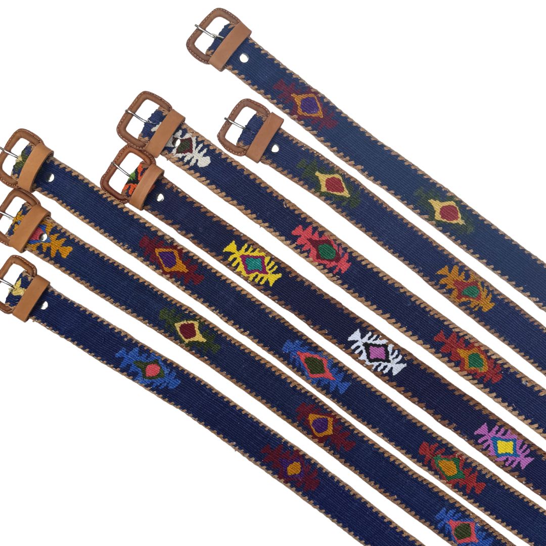 Navy Handwoven Guatemalan Whip-Stitched Belt