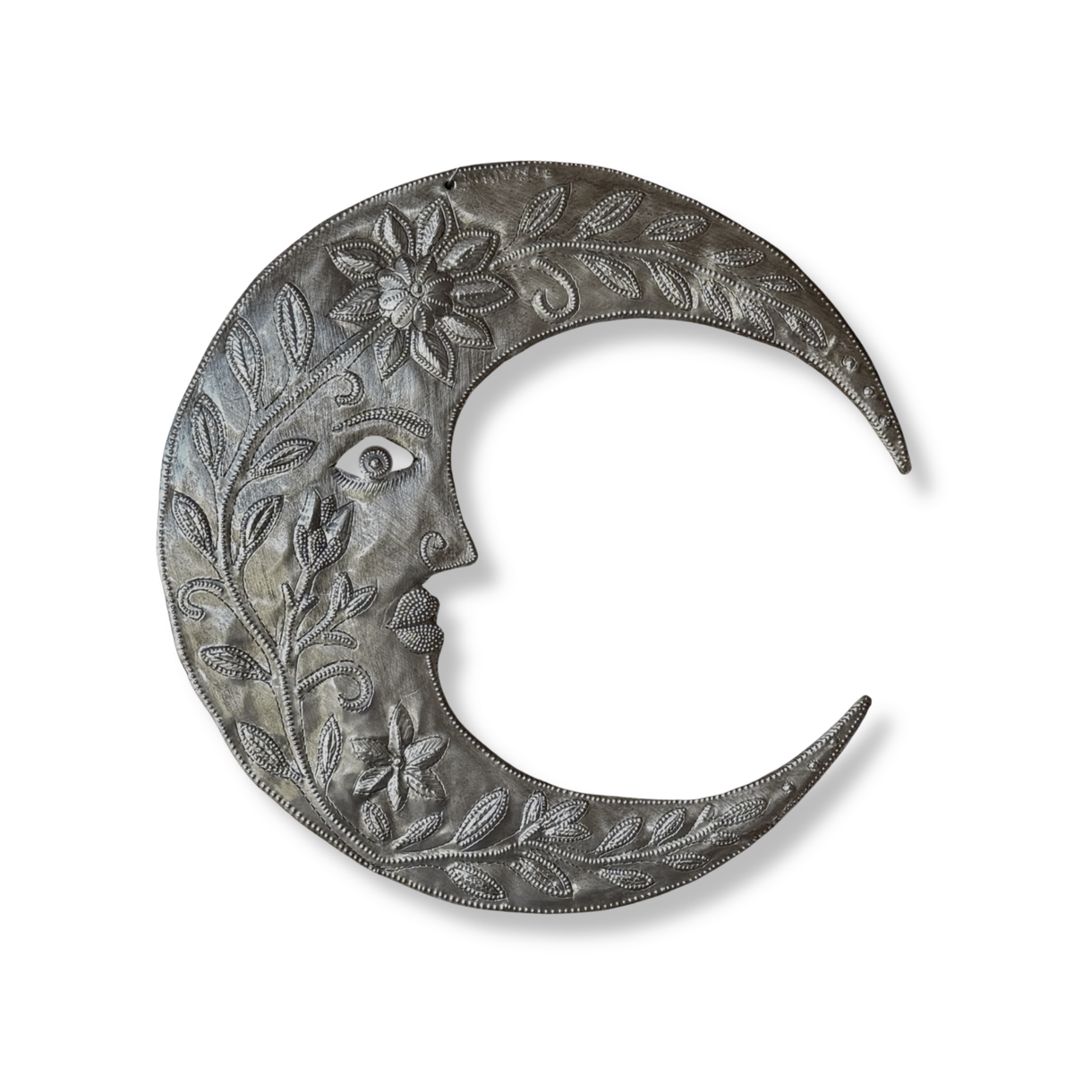 Handcrafted Celestial Crescent Moon Wall Art Embossed Metal