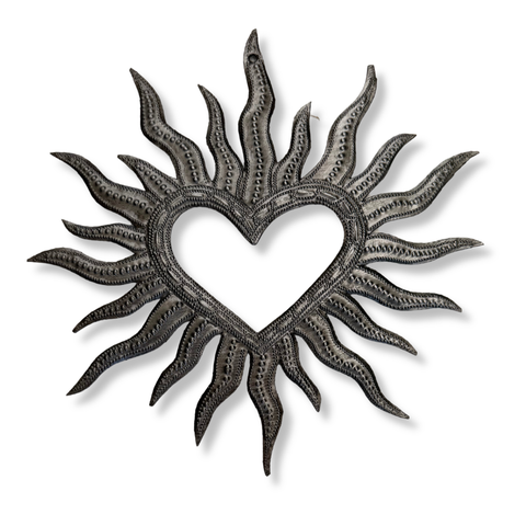 Fair Trade Haitian Metal Flaming Heart Wall Art – Handmade