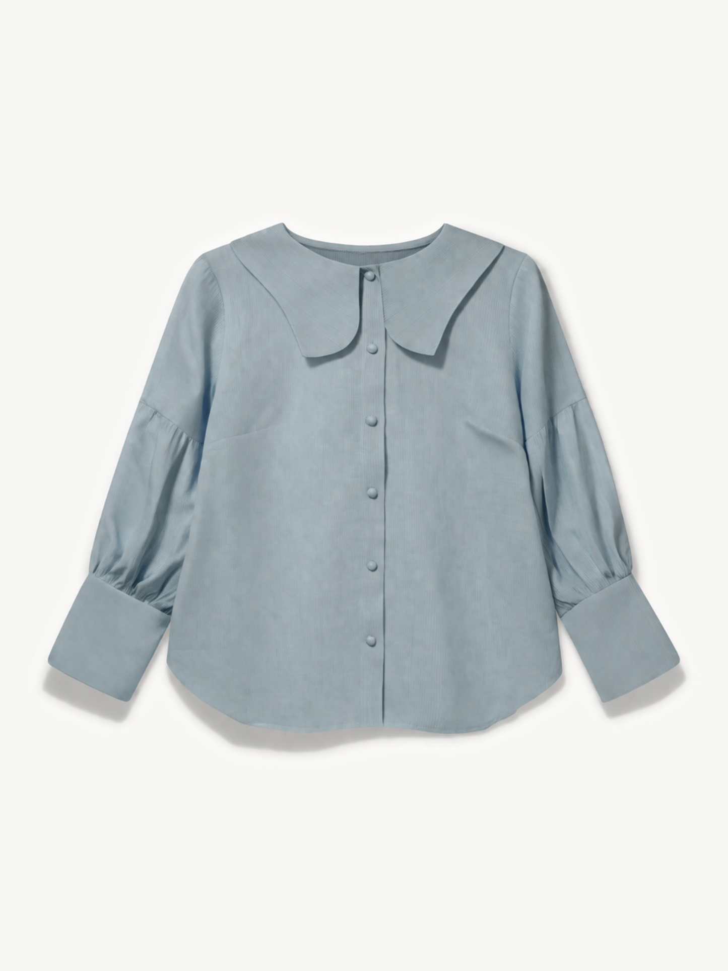 Light blue shirt with a collar on a white background