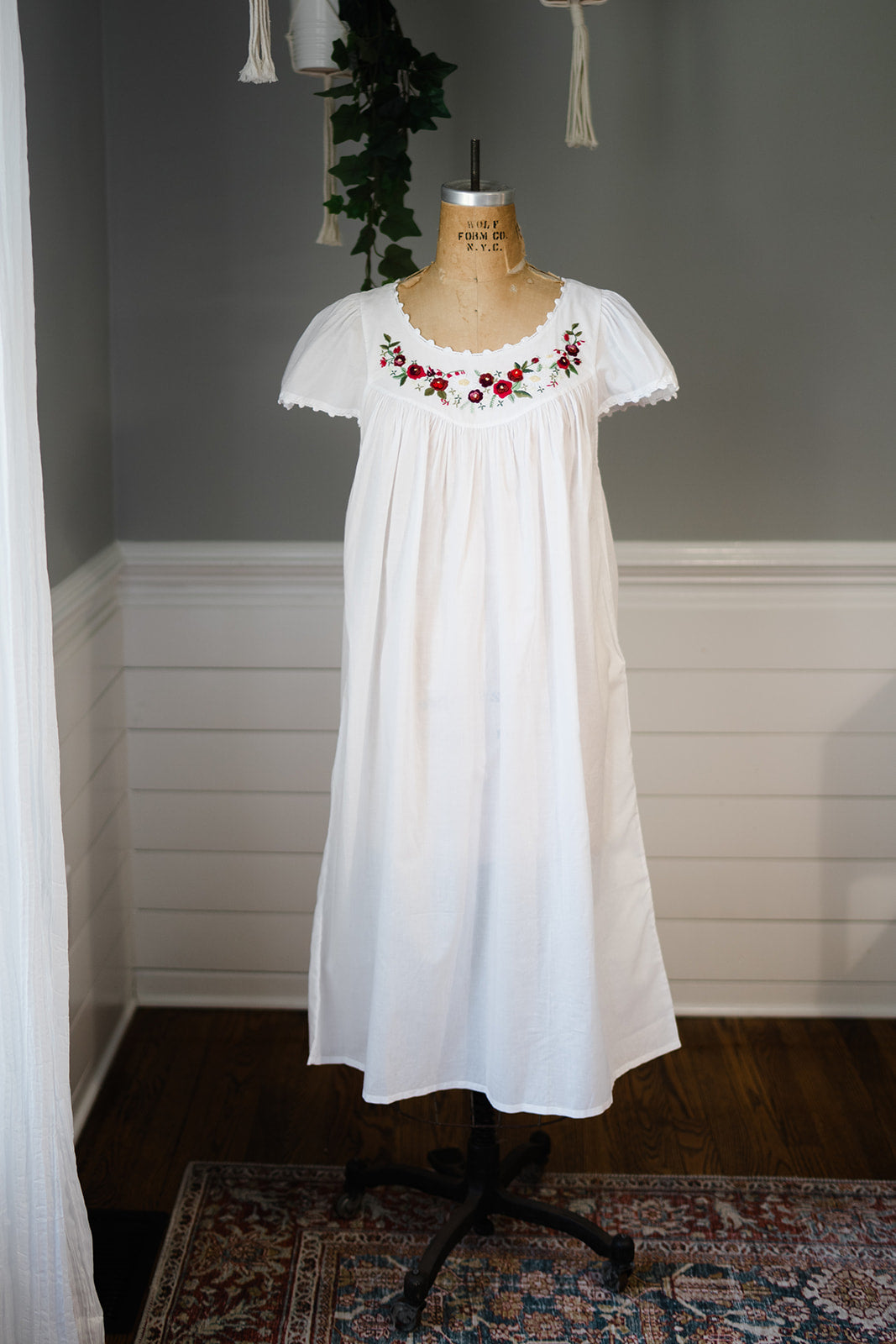 Cap Sleeve Nightgown - Red Rosebud