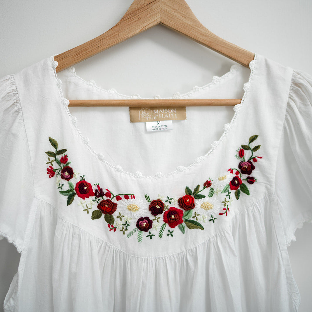 Cap Sleeve Nightgown - Red Rosebud