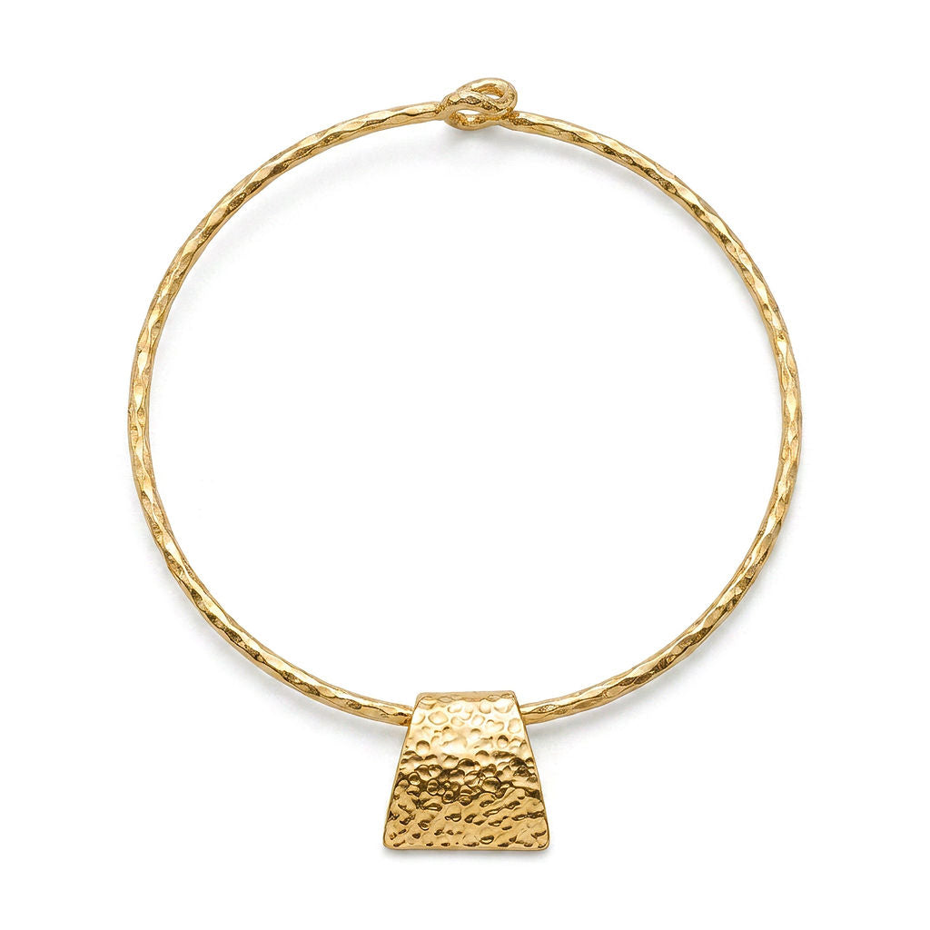 Hammered Brass Pendant Choker Necklace | Addis - EcoDunia