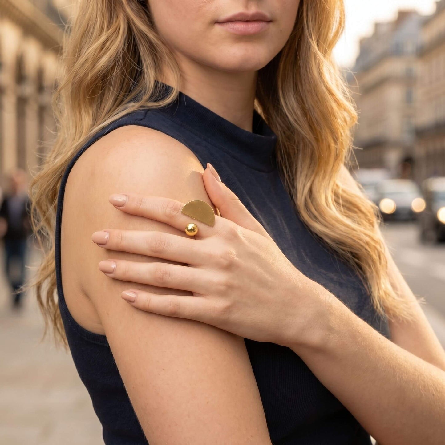 Textured Half Moon Open Ring | Diani