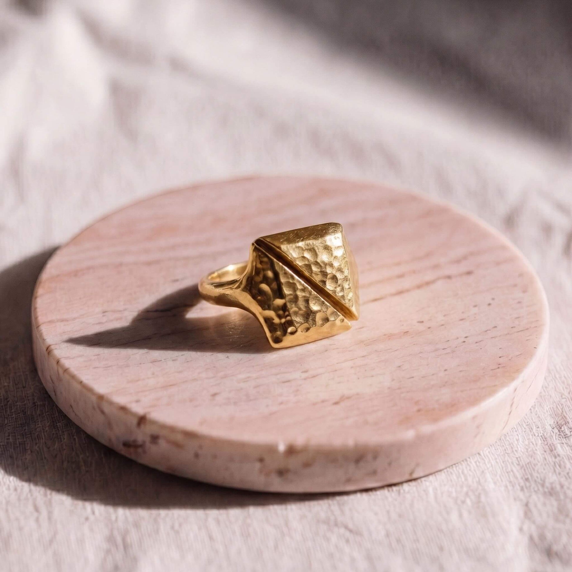 Hammered Open Brass Signet Ring for Men & Women | Athi Ecodunia