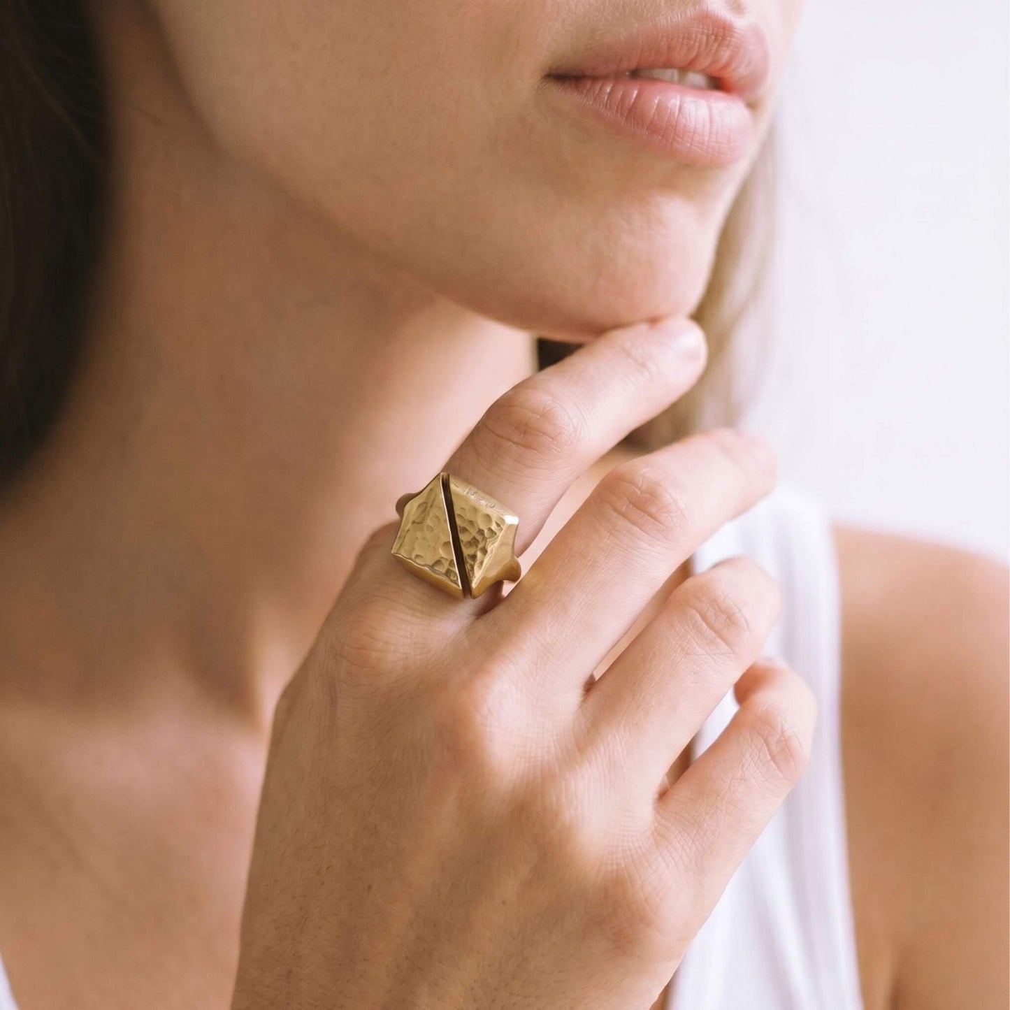 Hammered Open Brass Signet Ring for Men & Women | Athi Ecodunia