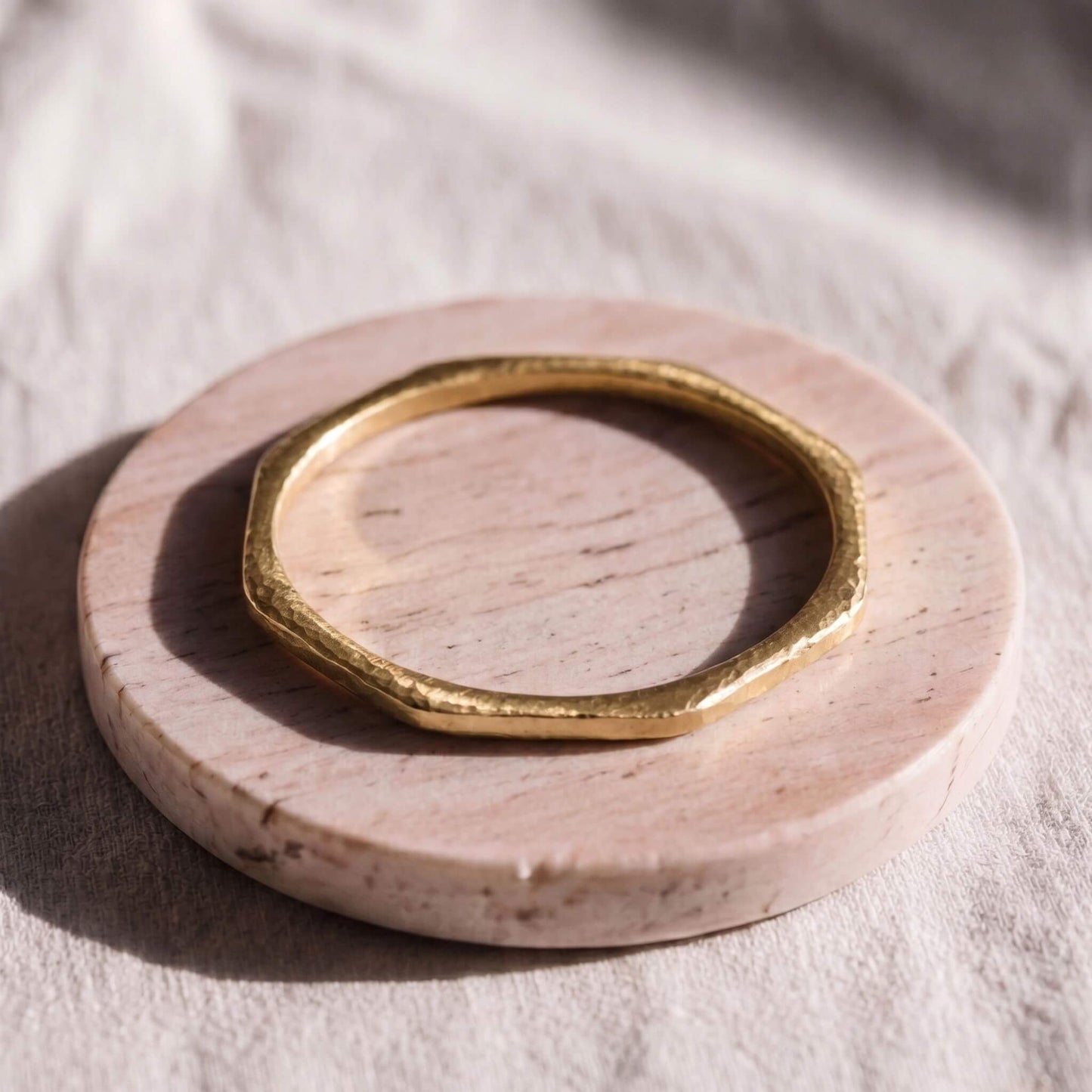 Hand-Hammered Octagon Stackable Brass Bangle | Pia - EcoDunia