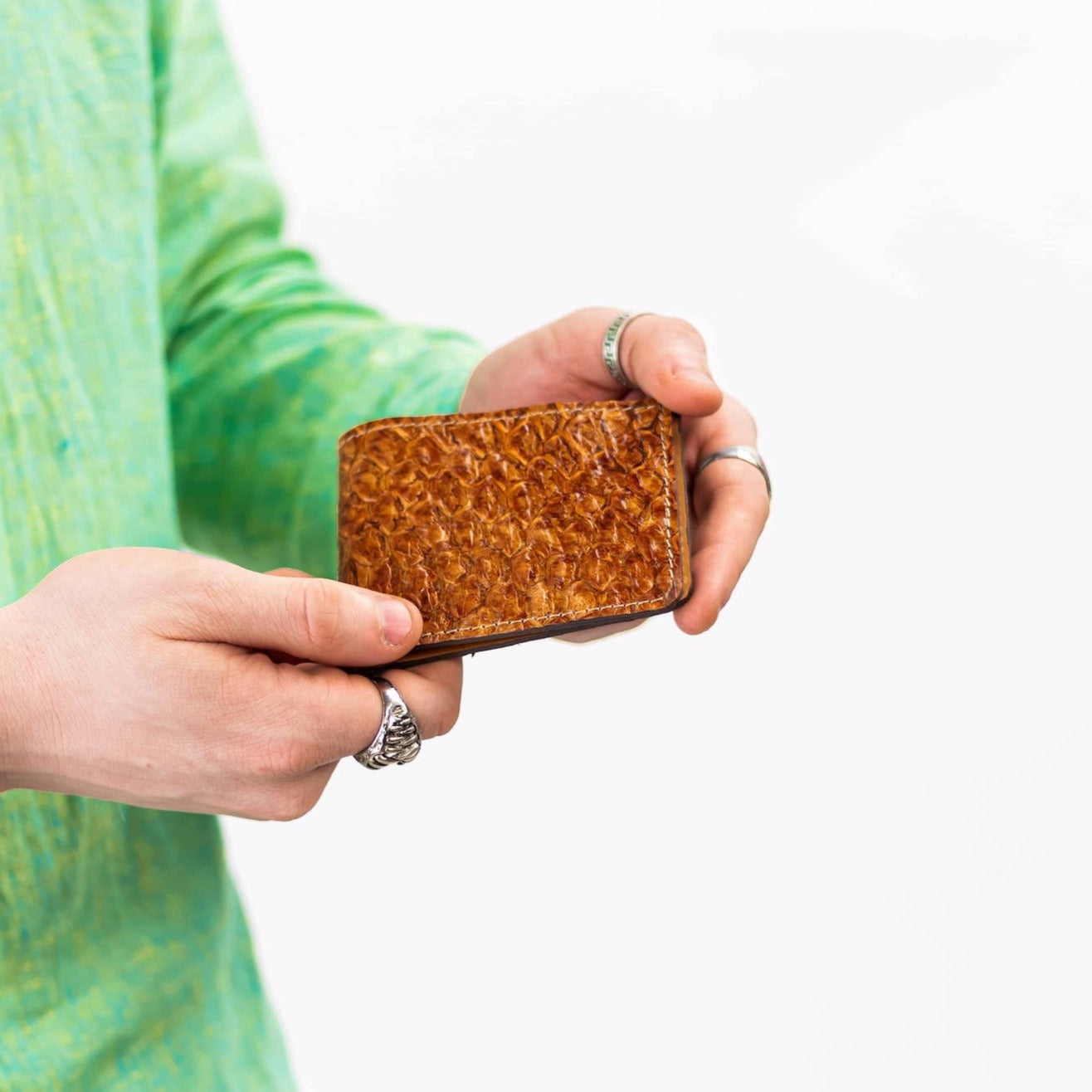 Genuine Slim Fish Wallets - Bifold Fish Leather Wallet #color_tan