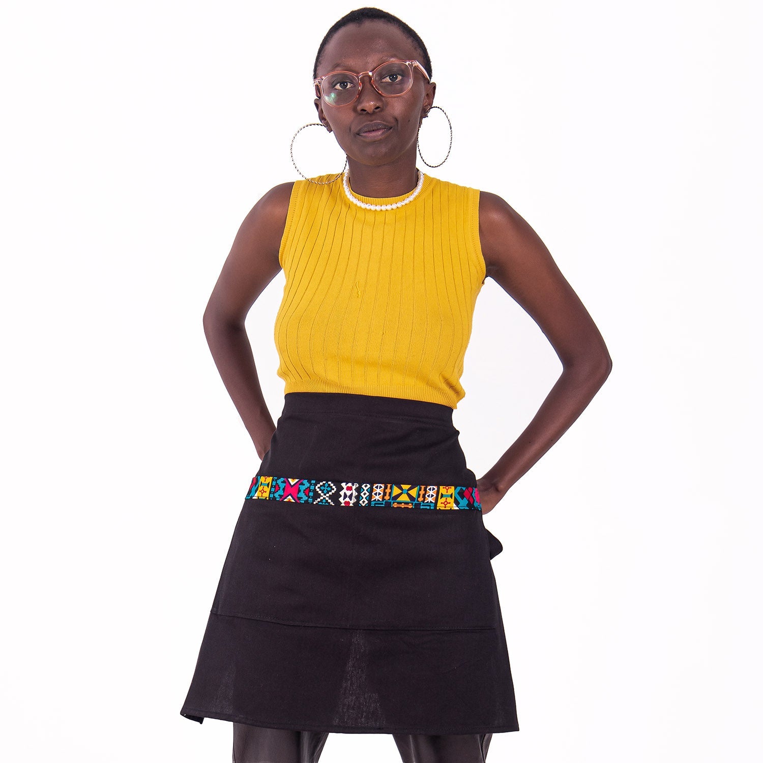 Kitchen Half Apron with Pockets Unisex | Waist Apron – Jikoni #color_black