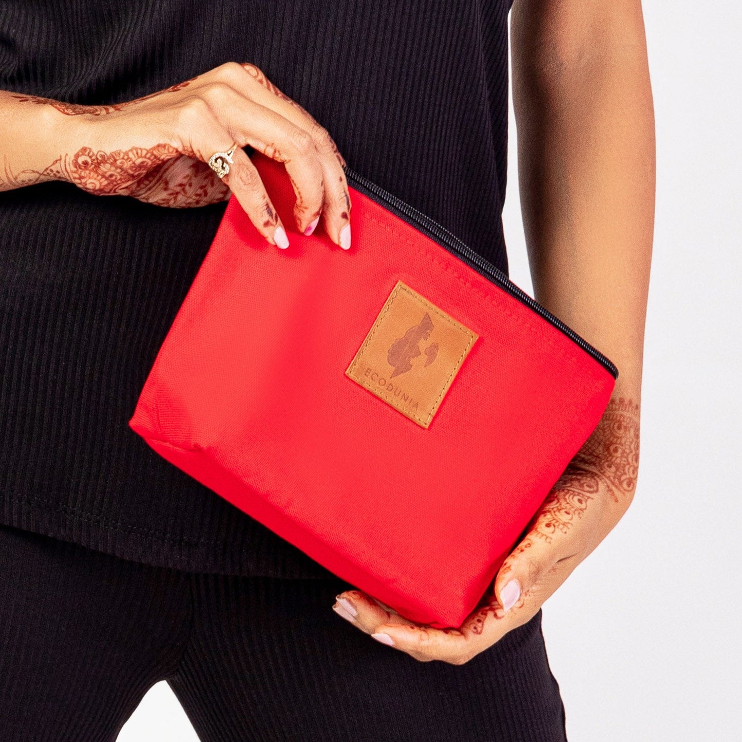Ren Canvas Makeup Bag – Fair Trade Cosmetic & Toiletry Pouch #color_red