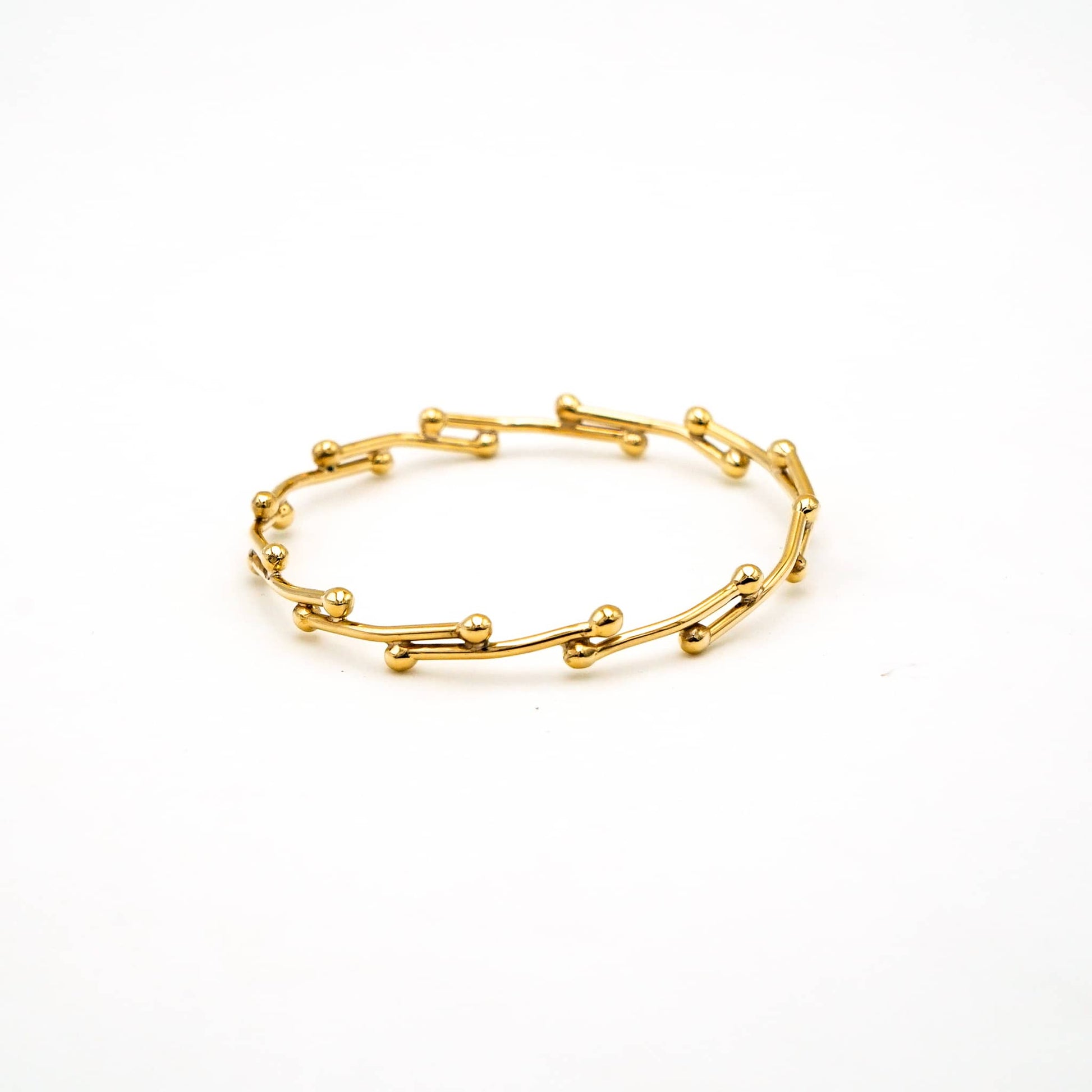 Handmade Brass Round Link Bangle - Kaya Bracelet