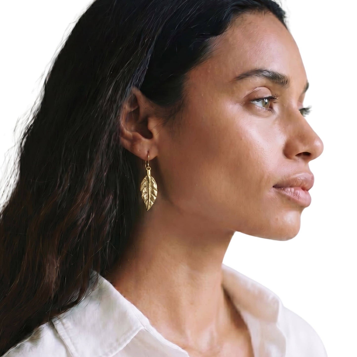 Brass Palm Leaf Earrings for Women - Tawi ECODUNIA