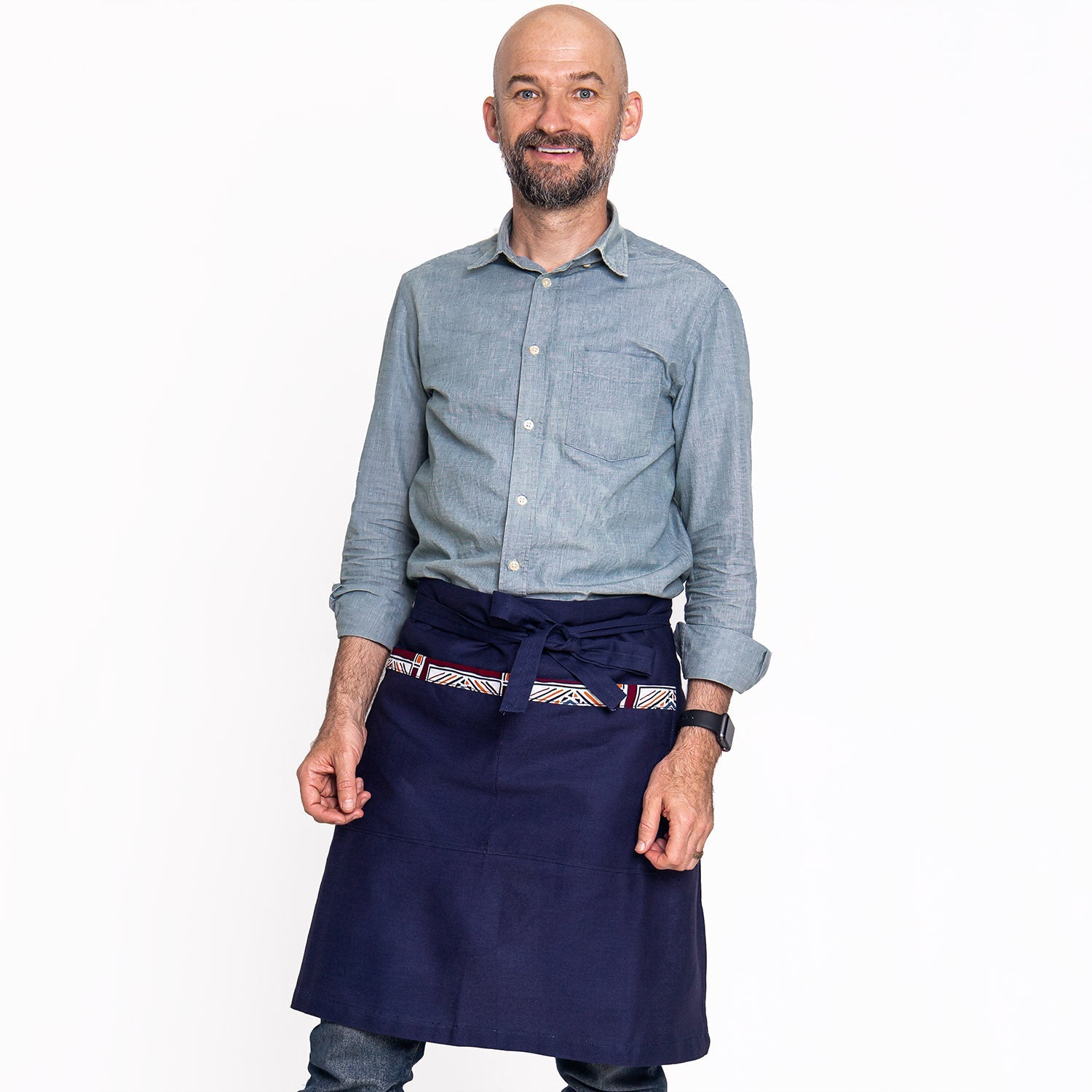 Kitchen Half Apron with Pockets Unisex | Waist Apron – Jikoni #color_navy-blue