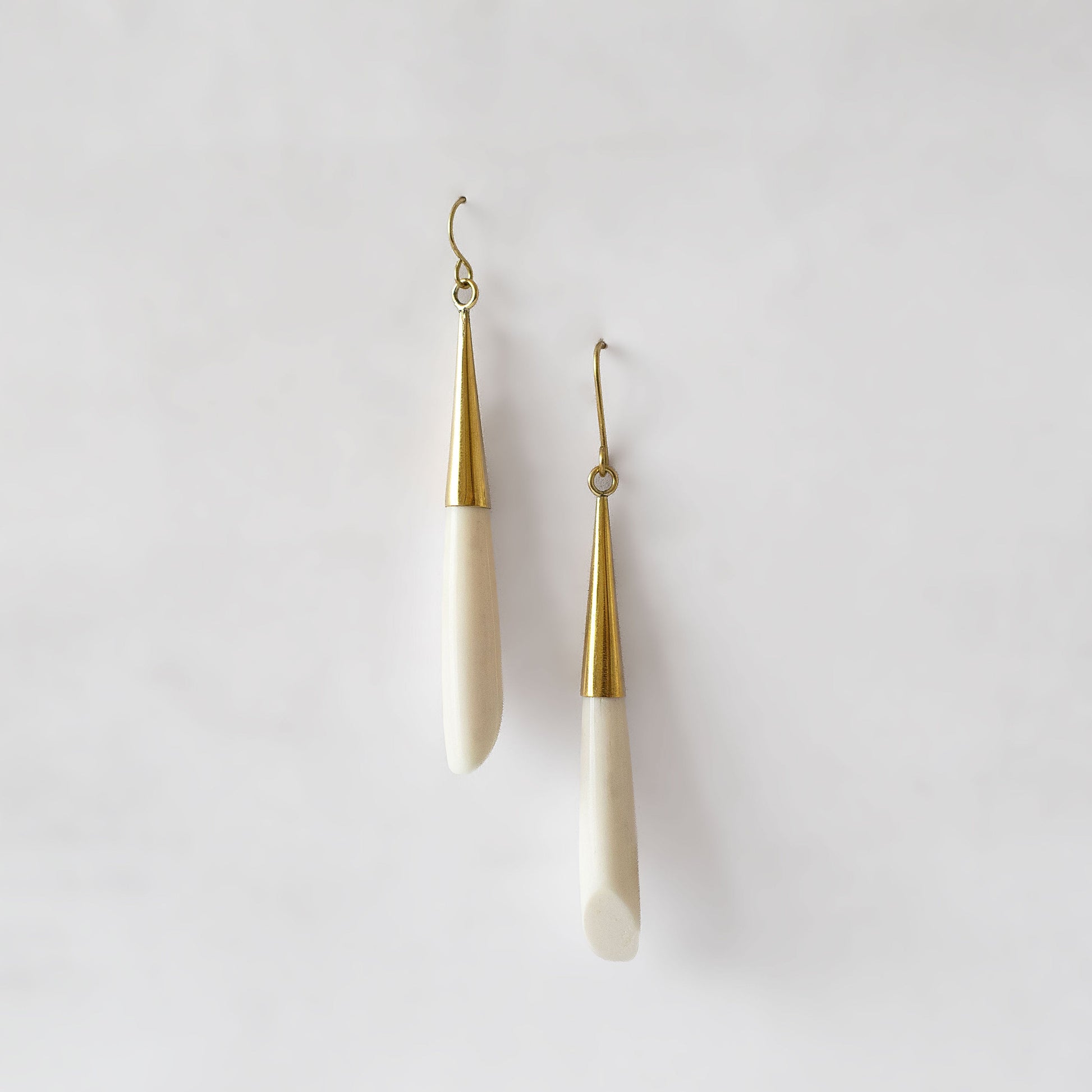Brass & Bone Teardrop Drop Earrings | Shela #color_white