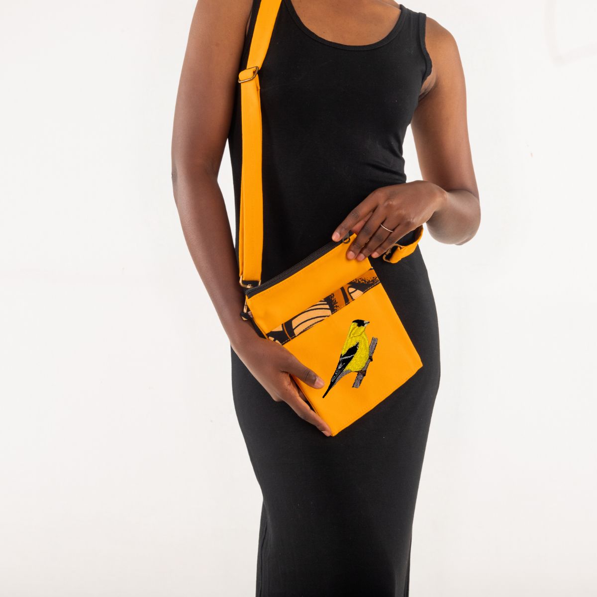 Goldfinch Embroidered Canvas Crossbody Bag | Essentials
