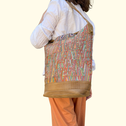 Handmade Vintage Huipil Bucket Bag
