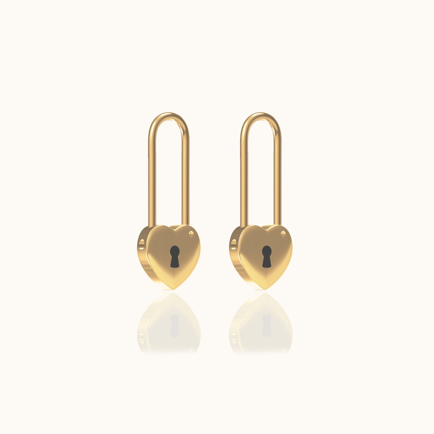 Love Lock Heart Safety Pin Earrings