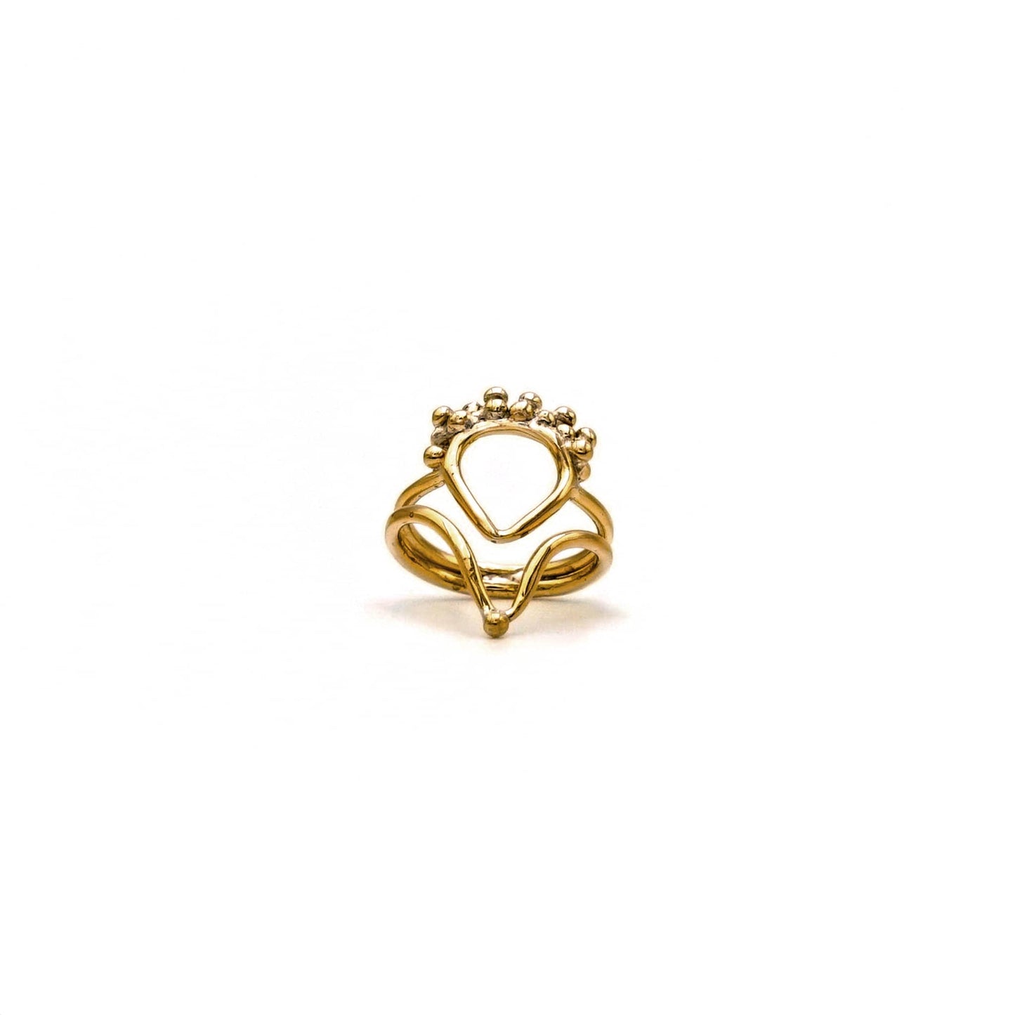 Brass Crown V-Shape Ornate Ring | Hela - Ecodunia