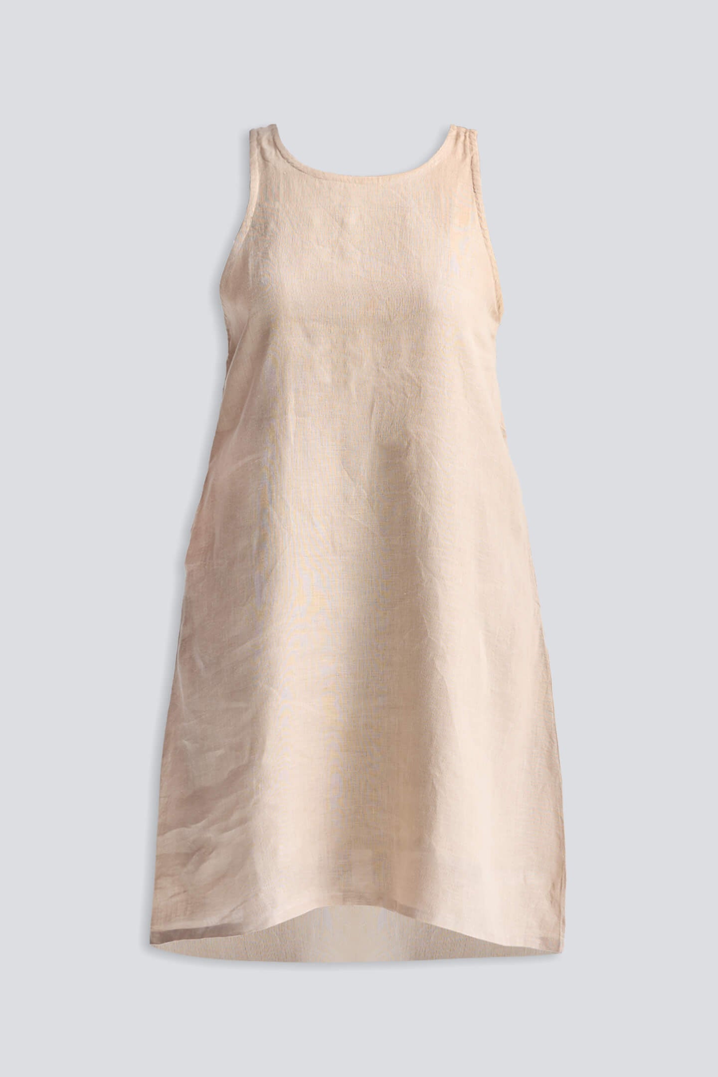 Hemp Short Dress with Back Embroidered Lace Detail Flat Lay