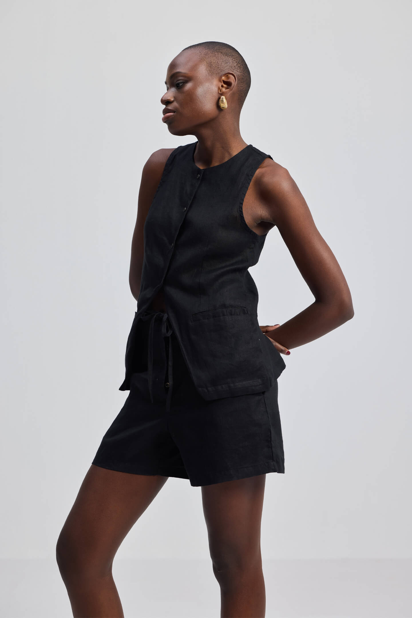 Hemp Shorts in Black Side