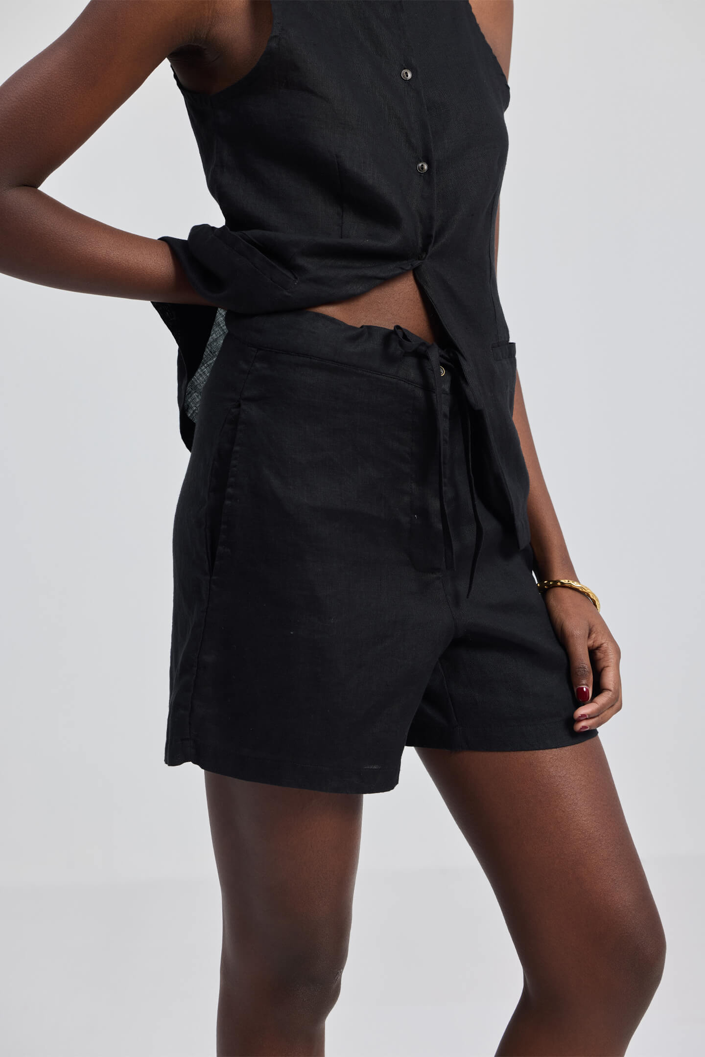 Hemp Shorts in Black Closeup