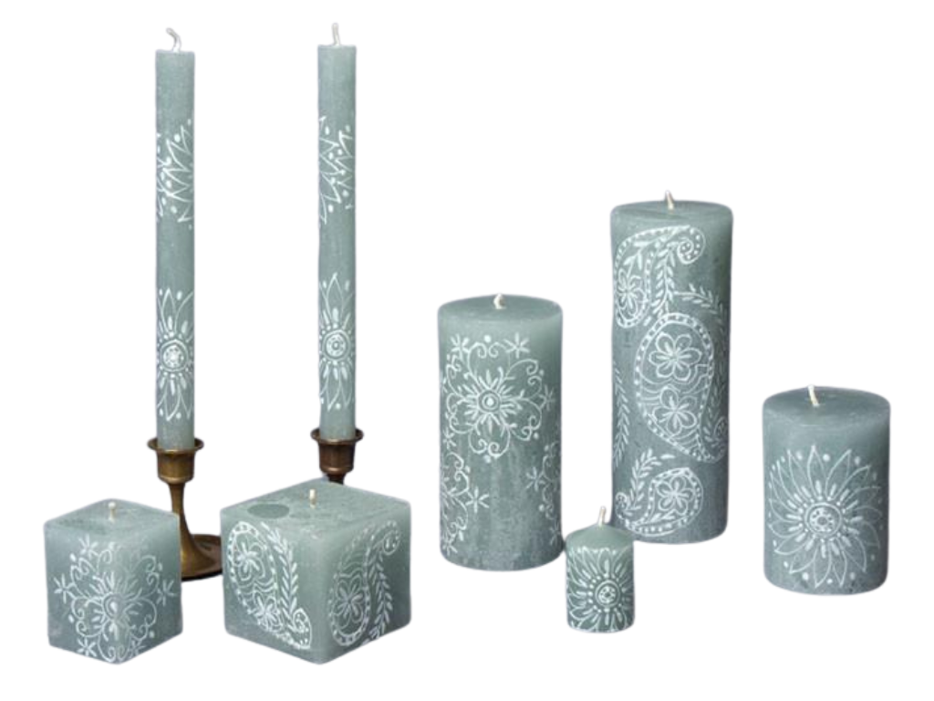 Henna Duck Egg Painted Candles
