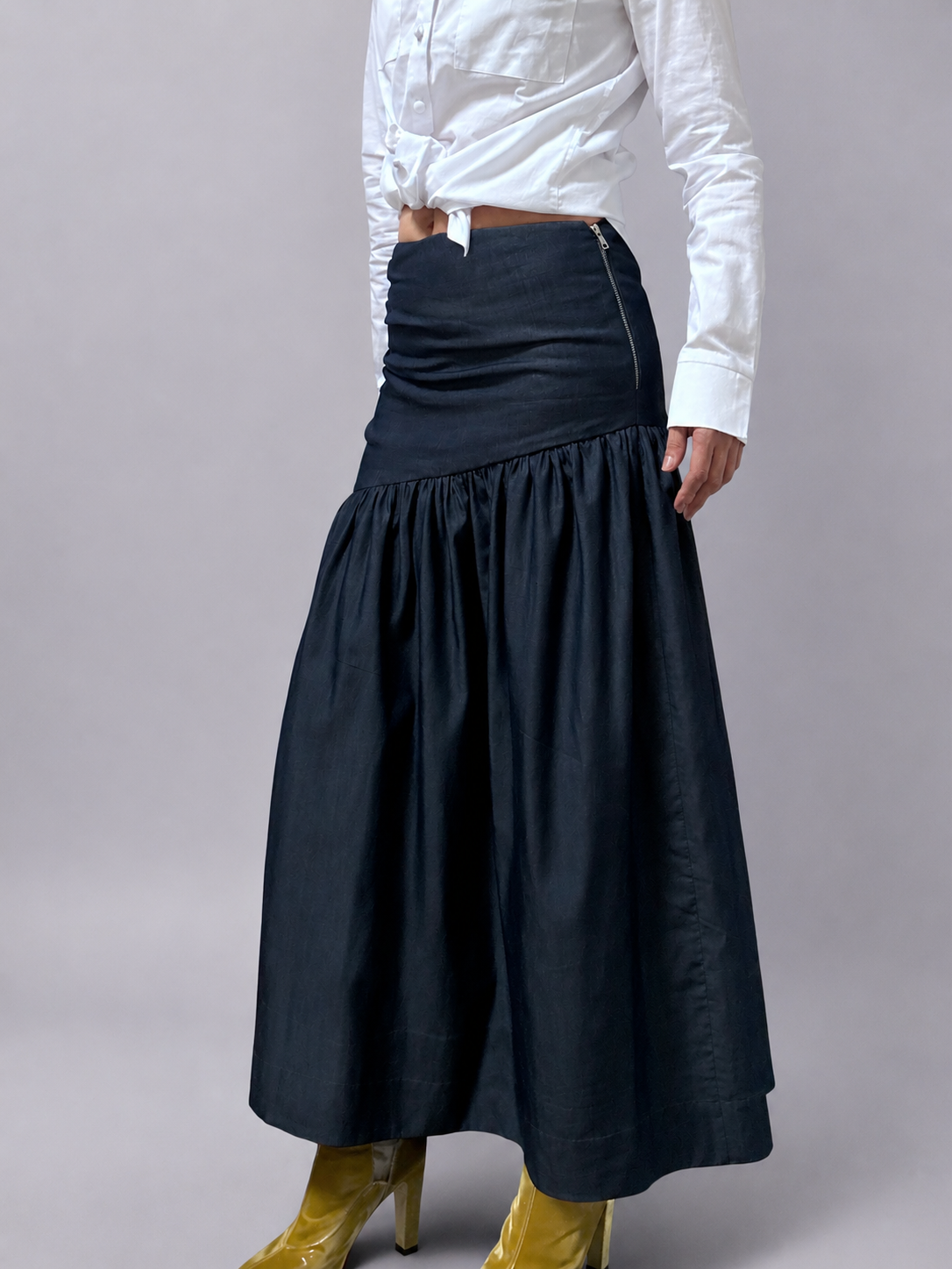 Gathered Maxi skirt Chambray – Hilda | No More Nobody