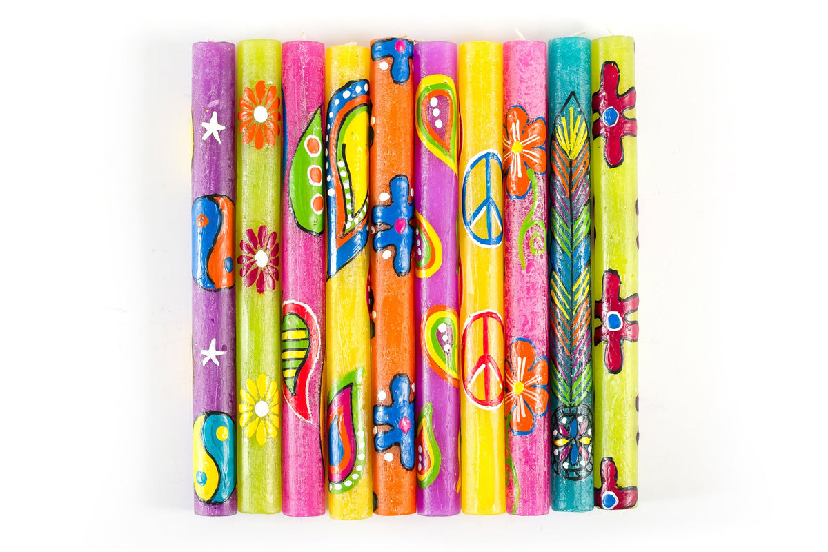 Hippie Painted Candles