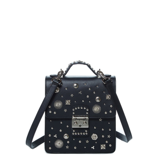 SUSU Convertible Leather Backpack Purse Black Crossbody Bag  Women's Handbag