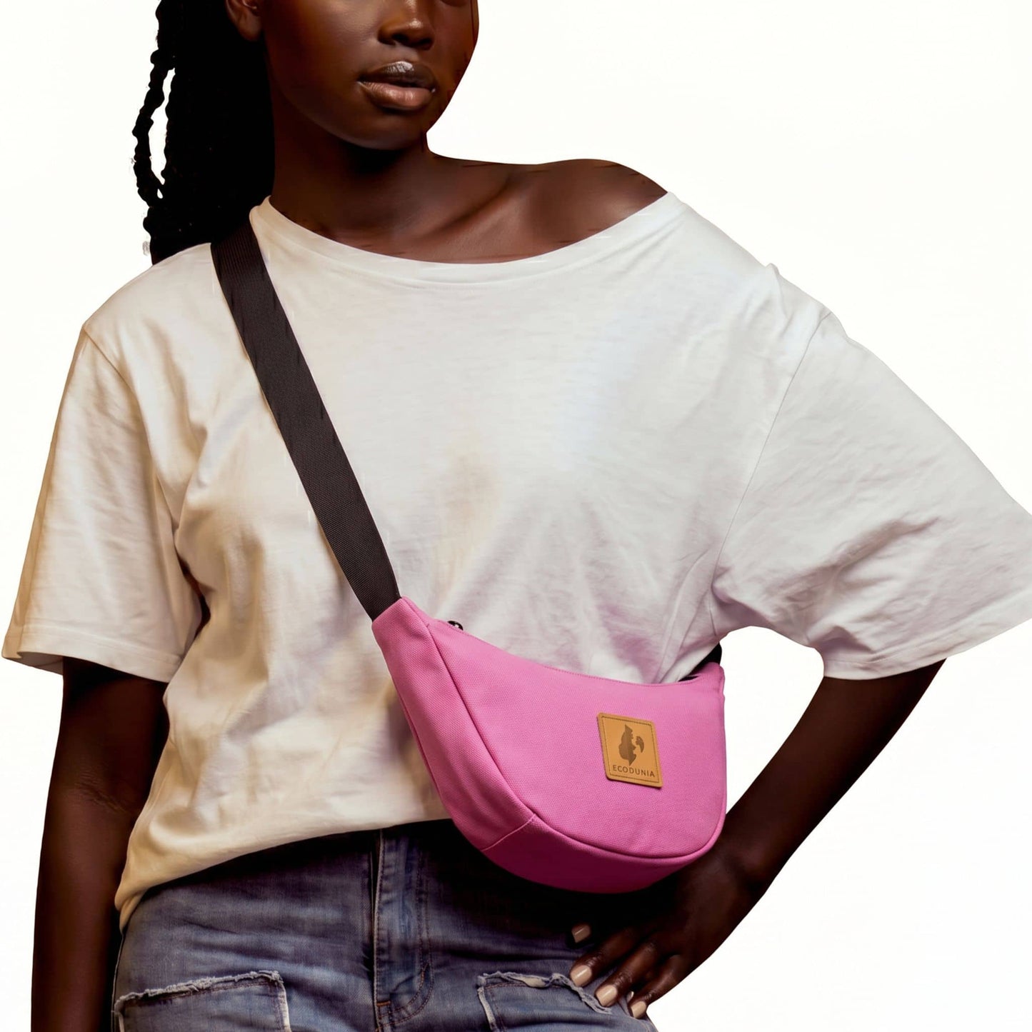 Canvas Forest Green Round Mini Shoulder Bag #color_pink